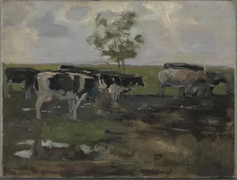 Mucche in un prato con albero - Kunstmuseum Den Haag